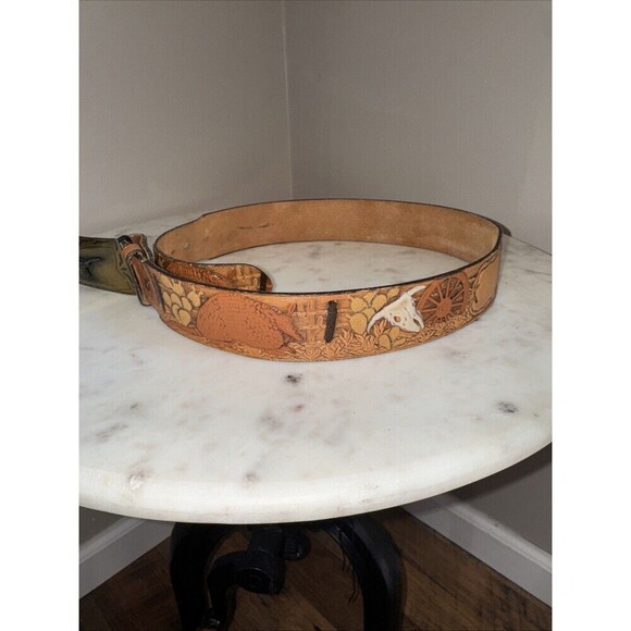 Vintage Tony Lama Belt Woman\'s  Long Horn BuckleWestern Cowboy Cowgirl Belt 32 main image 6